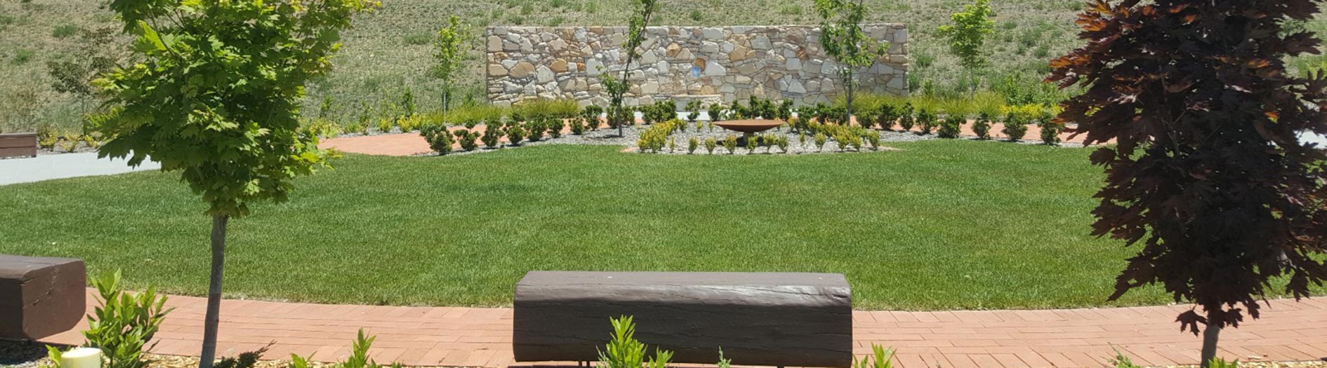 new designed garden with seedling starting to establish
