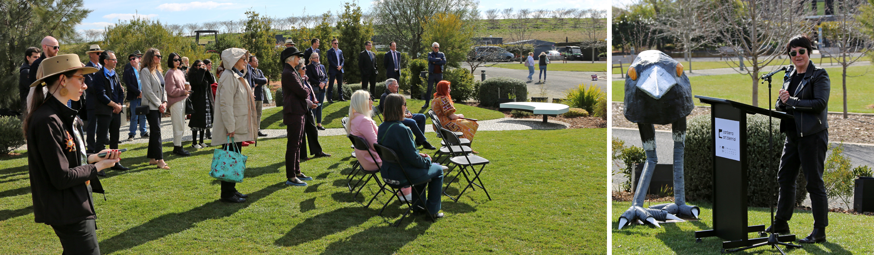 Crowd listening to Professor Chris Wallace speaking at the lectern