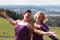 Left Louise Page and Christina Wilson at the National Arboretum.