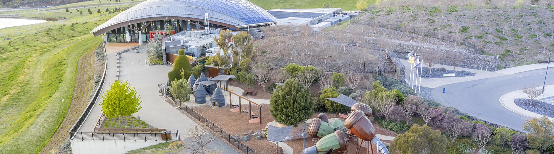 Aerial view of Village Centre and Pod Playground