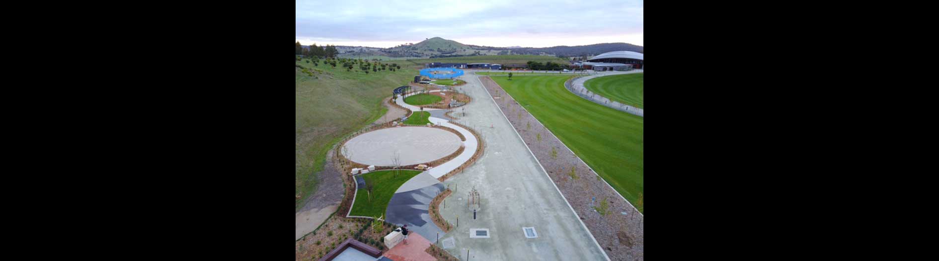 aerial view of the construction of a new garden at the arboretum