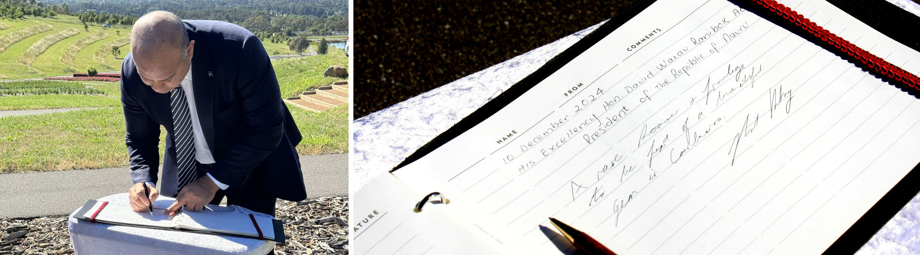 President of Nauru signing Guest Book