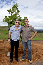 Left: Jimmy Barnes with Adam Burgess, Curator of the National Arboretum Canberra.